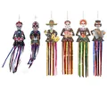 Set of 6 Day of the Dead skeleton hanging decorations with colorful foil streamers for Halloween - Day of the Dead Decoration 6-Piece