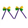 Fermagli per capelli di carnevale con nastri in canneté viola, verde e giallo per bimbe - Stile Fiocco A (Paio) / Confezione da 1 paio