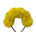 Vibrant yellow artificial flower headband for Halloween or Mexican carnival party - 12 Flowers / Neon Yellow