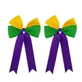 Coppia di fermagli per capelli con fiocchi tricolore giallo, verde e viola per bambine. - Stile Fiocco B (Paio) / Confezione da 1 paio