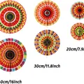 Set di decorazioni per ventagli in carta Mexican Fiesta in diverse dimensioni e colori - 6 Pezzi/Confezione / Ventagli di Carta Messicani
