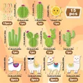 Kit de décoration de fête mexicaine lama et cactus, dimensions et quantités détaillées - Décoration Suspendue Spirale Lama Cactus / Pack de 15