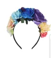 Boheemse bloemenkrans hoofdband met kleurrijke kunstmatige rozen en bloemen - Meerkleurig Blauw en Dieppaars