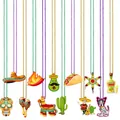 Detailed view of Mexican Cinco de Mayo party beaded necklaces with various festive charms. - 12-Piece Set Style 4 / 12 Pieces