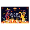 Festive Day of the Dead backdrop featuring skeletons, marigolds and cross for party - Day of the Dead Style 22 / 150*100CM