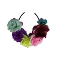 Farbenfroher mexikanischer Karnevals-Blumenhaarreif mit Kunstrosen und Orchideen - 7# Minze Lila & Grün Mischung