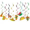 Farbenfrohe mexikanische Party-Hängedekoration mit Taco- Kaktus- und Piñata-Motiven - Piñata Shaker Hängewirbel 8er Set
