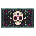 Dia de Muertos decorative background cloth with colorful sugar skull and guitar design - Day of the Dead Style 23 / 150*100CM