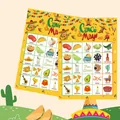 Detailansicht der Cinco de Mayo Bingokarten mit bunten mexikanischen Illustrationen - Mexikanischer Festival-Stil