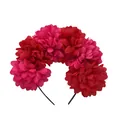 Prachtvolles Halloween Blumen Stirnband für mexikanischen Karneval in Rot und Pink - 6 Blumen Einseitig / Mehrfarbig