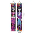 Tag der Toten Türbanner Set mit farbenfrohen Skelett-Designs, Halloween Deko, 180x30 cm - Tag der Toten Spruchband (GWSJDL-17) / 300D Verdickte Version