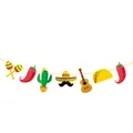 Vivace ghirlanda per festa messicana con sombrero, peperoncino, cactus e vari taco - Banner Elementi Peperoncino Burger