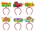 Detailansicht von sechs bunten Cinco de Mayo Stirnbändern für festliche Dekorationen. - 6er Set