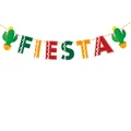 Vivace striscione per festa messicana con lettere colorate e decorazioni a cactus - Banner Fiesta