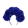 Elegant blue artificial flower crown headband for carnival festivals and Halloween costumes - 6 Flowers Single Sided / Blue