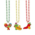 Vibrant Mexican Fiesta bead necklaces with festive maraca, cactus, and chili pendants (89 chars) - Style 3 (3-Piece) / Set of 3