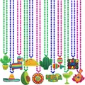 Bunte Cinco de Mayo Perlenketten mit verschiedenen mexikanischen Party-Anhängern - Mehrfarbige Perlen Stil 5