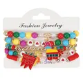 Detail von Cinco de Mayo Perlenarmbändern mit Piñata- und Chili-Happy-Fiesta-Anhängern - Mexikanischer Pinata Anhänger Stil / 4-teiliges Set