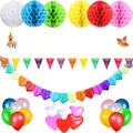 Detailansicht des mexikanischen Fiesta Party Sets mit Papierfächern Bannern und Ballons - Set 1