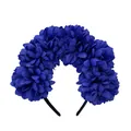 Vibrant royal blue fabric flower headband for Halloween and festival costume accessories - 12 Flowers / Blue