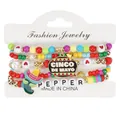 Vue détaillée de l'ensemble de bracelets en perles Cinco de Mayo avec breloque piment - Style Fiesta Mexicaine 3 (HY-3006-3)