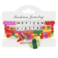 Gros plan de bracelets en perles Cinco de Mayo colorés avec breloques piment et cactus. - Style Fiesta Mexicaine 4 (HY-3006-4)