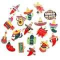 Collection of Mexican Fiesta enamel charms featuring chili peppers, cacti, and avocados - Set of 18 Assorted Styles