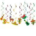 Bunte mexikanische Party-Hängedekorationen mit Kaktus und Sombrero-Motiven - Rasseln Piñata Hängende Wirbel / 8-teiliges Hängende Wirbel Set