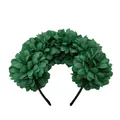 Dark green artificial flower headband for Halloween or Mexican carnival celebrations - 12 Flowers / Dark Green