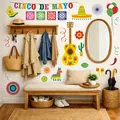 Farbenfrohe Cinco de Mayo Wandaufkleber dekorieren einen Hauseingang - 2030QT32 Stil / 6 Stück