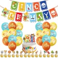 Kit de décoration de fête mexicaine Cinco de Mayo avec bannière ballons et cake toppers - Ensemble de Fête Mexicain 1 (Bannière+18 Ballons+16 Toppers+Ruban)