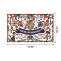 Vue complète de la conception et dimensions de la bannière de fond de fête Dia de los Muertos - Style Jour des Morts Mexique / 110cm*180cm