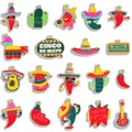 Colorful Mexican fiesta enamel charms featuring chili peppers and sombreros for DIY jewelry - Mexican Chili Festival Charms Set