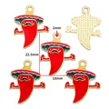Detailed measurements of Mexican carnival chili enamel charms for DIY jewelry making - Chili Pepper H