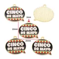 Close-up detail view of Cinco de Mayo enamel charm with 25mm measurement labels - Happy Fiesta Sign