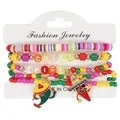 Close-up detail of Cinco de Mayo bracelet set with chili charms and letter beads - Mexican Fiesta Style 6 (HY-3006-6)
