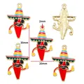 Detailed view of Mexican carnival chili pepper enamel pendants with 30mm x 20mm dimensions - Funny Chili