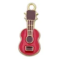 Pendente a forma di chitarra in smalto rosso per gioielli fai-da-te del Carnevale messicano - Chitarra Rossa / 23x10mm