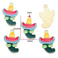Detailed dimension map of Mexican sombrero chili enamel pendants for DIY jewelry crafts - Green Chili A