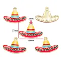 Detailed dimensions of colorful Mexican sombrero enamel charms for DIY jewelry making - Mexican Sombrero Hat