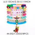 8-piece Cinco de Mayo bracelet set with polymer clay beads and Mexican theme charms - Mexican Style Bracelet Set (240851-1)