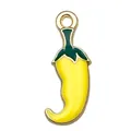 Ciondolo peperoncino in smalto giallo vibrante per gioielli fai da te e portachiavi - Peperoncino Giallo / 22x8mm