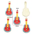 Detailed view of colorful Mexican style enamel guitar charms showing 26mm x 13mm dimensions - Guitar