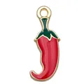 Red chili pepper alloy enamel charm for DIY jewelry and Mexico Carnival themes. - Red Chili