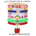 Colorful Cinco de Mayo beaded bracelet set with taco and chili charms. - Mexican Style Bracelet Set (240848-1)