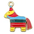 Vibrant colorful enamel piñata charm pendant for Mexican carnival jewelry DIY accessories - Red Pinata Rainbow Horse