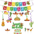 Kit de décoration de fête mexicaine avec bannière, spirales et décoration de gâteau - Ensemble de Décoration de Fête Mexicaine