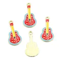 Lebendiger roter und gelber Gitarren-Emaille-Anhänger für DIY-Schmuck zum Mexiko-Festival. - Nr. 1 Chili / 1 Stück Packung (13X26mm)