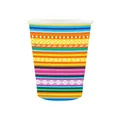 Vaso de papel desechable con temática de Fiesta mexicana y rayas de colores - Vaso de Papel Mexicano (16 Piezas/Paquete)