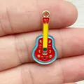Traditional Mexican style guitar enamel charm pendant for DIY jewelry and crafts - Space Gray